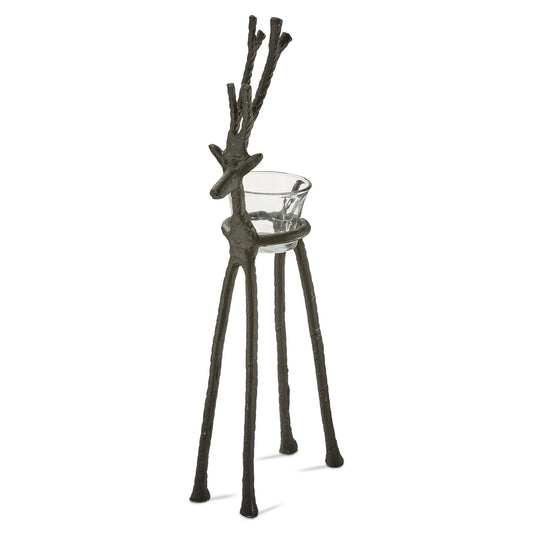 Rustic Reindeer Tealight Holder - Tall
