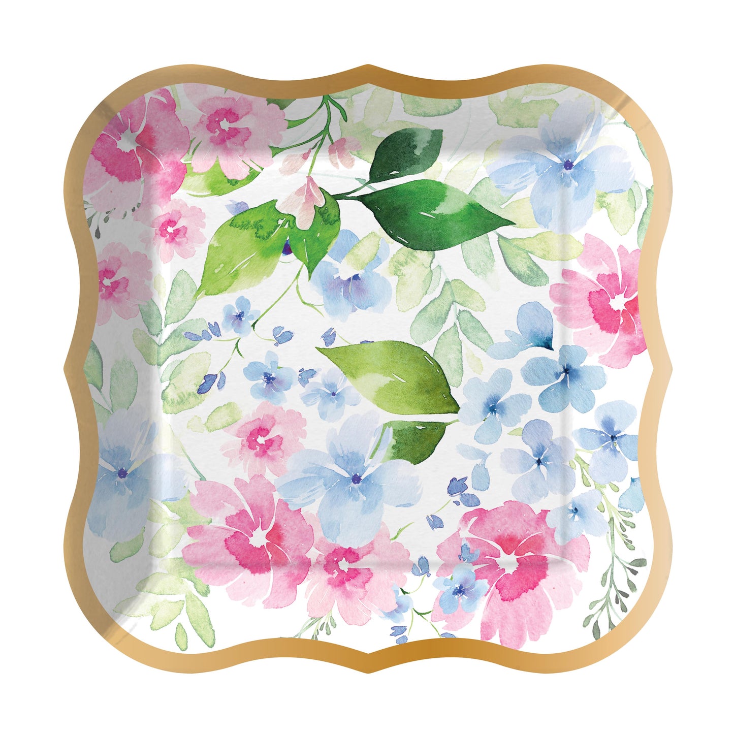 Pretty Florals in Pink & Blue Paper Dessert Plate