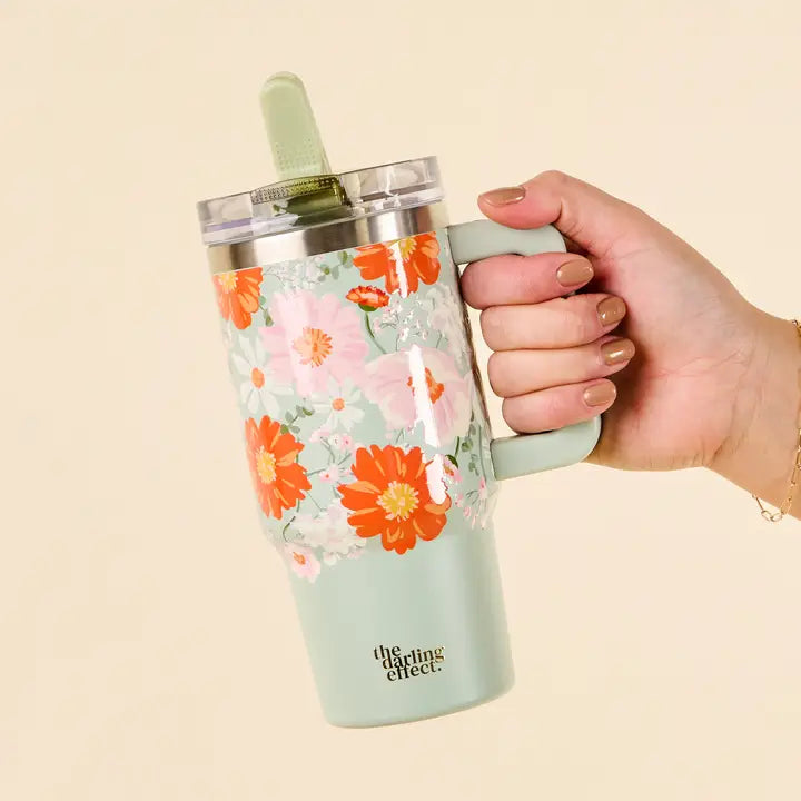 20 oz Lifestyle Flip Straw Tumbler-Bouquet Beauty Sage