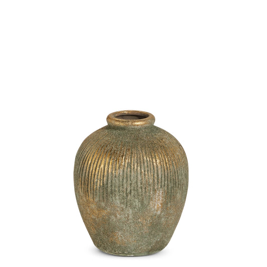 7.5" Distressed Gold Concrete Finish Vase