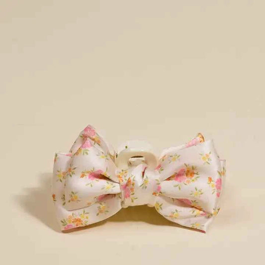 Mini Satin Bow Claw Clip–Endless Daydream Cream