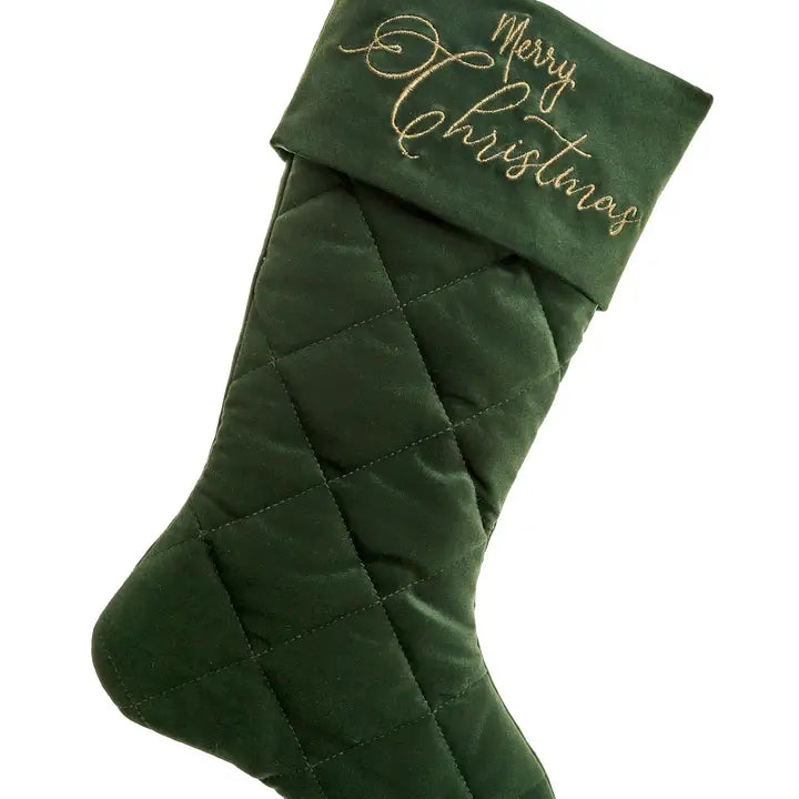 Stocking Quilted - velvet Green 10X20
