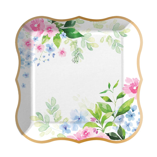 Pretty Florals in Pink and Blue Paper Dinner Plate