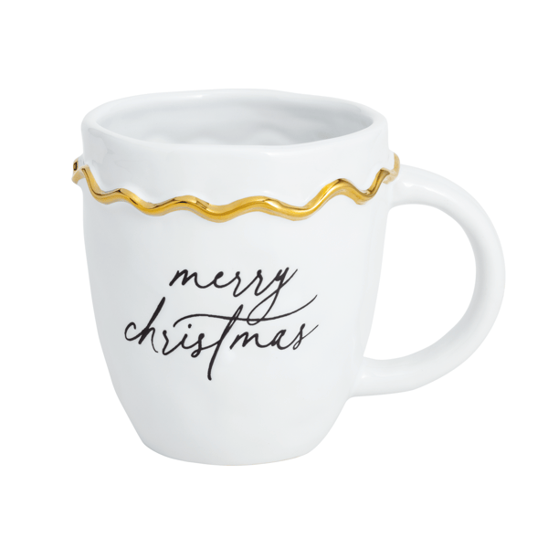 Merry Christmas Mug with Gold Trim
