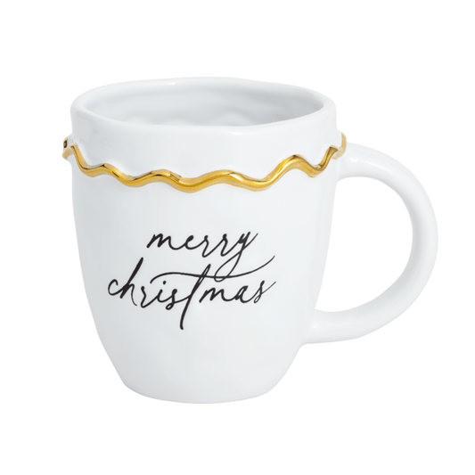 Merry Christmas Mug with Gold Trim