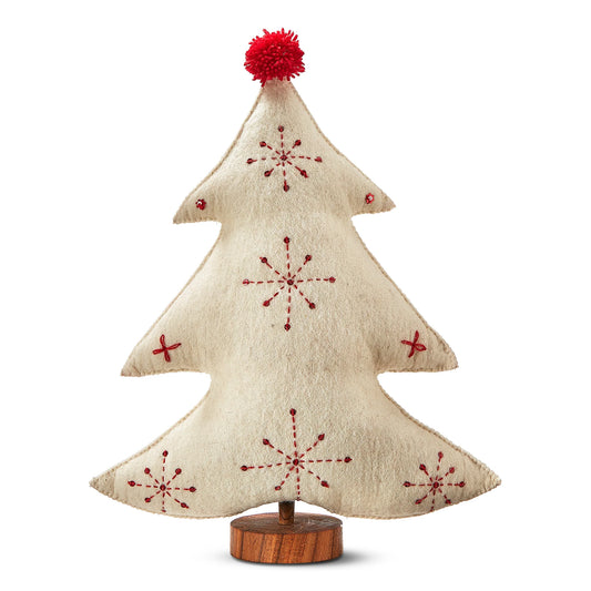 Embroidered Wool Felt Tree Decor Tall