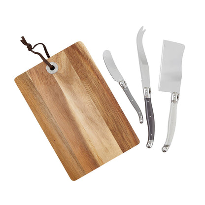 Wood Cheese Board w/ Knives Book Box