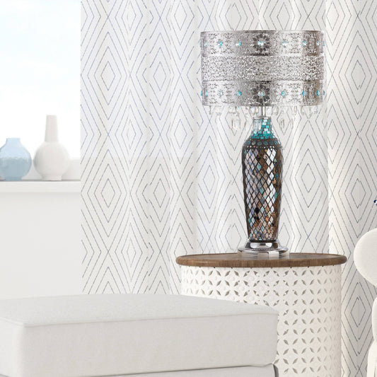 24.25"H Gloria Silver and Turquoise Table Lamp