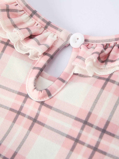 Western Horse Embroidered Smocked Plaid Girls Dress: 3