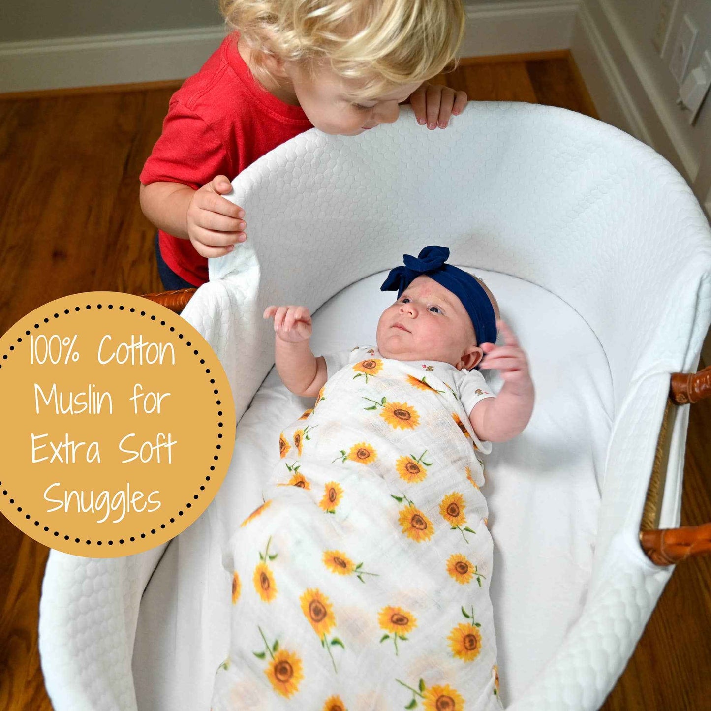 LollyBanks - Sunflower Fields Baby Muslin Swaddle Blanket