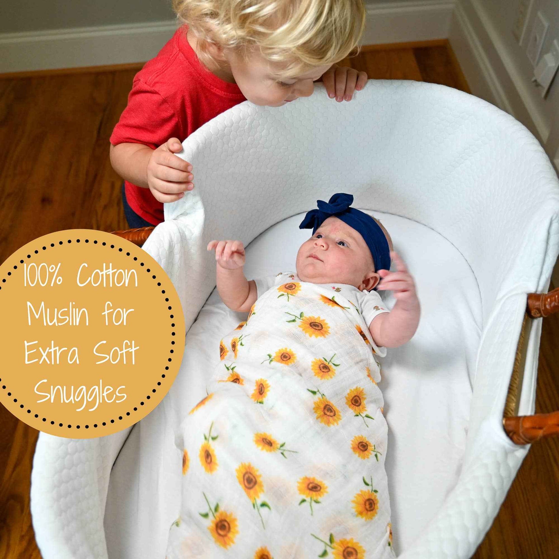 LollyBanks - Sunflower Fields Baby Muslin Swaddle Blanket