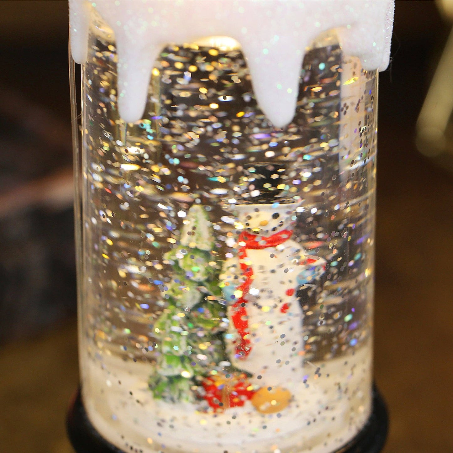 Christmas Musical Snow Globe Candlestick Lantern with Snowman Scene for Christmas Decoration