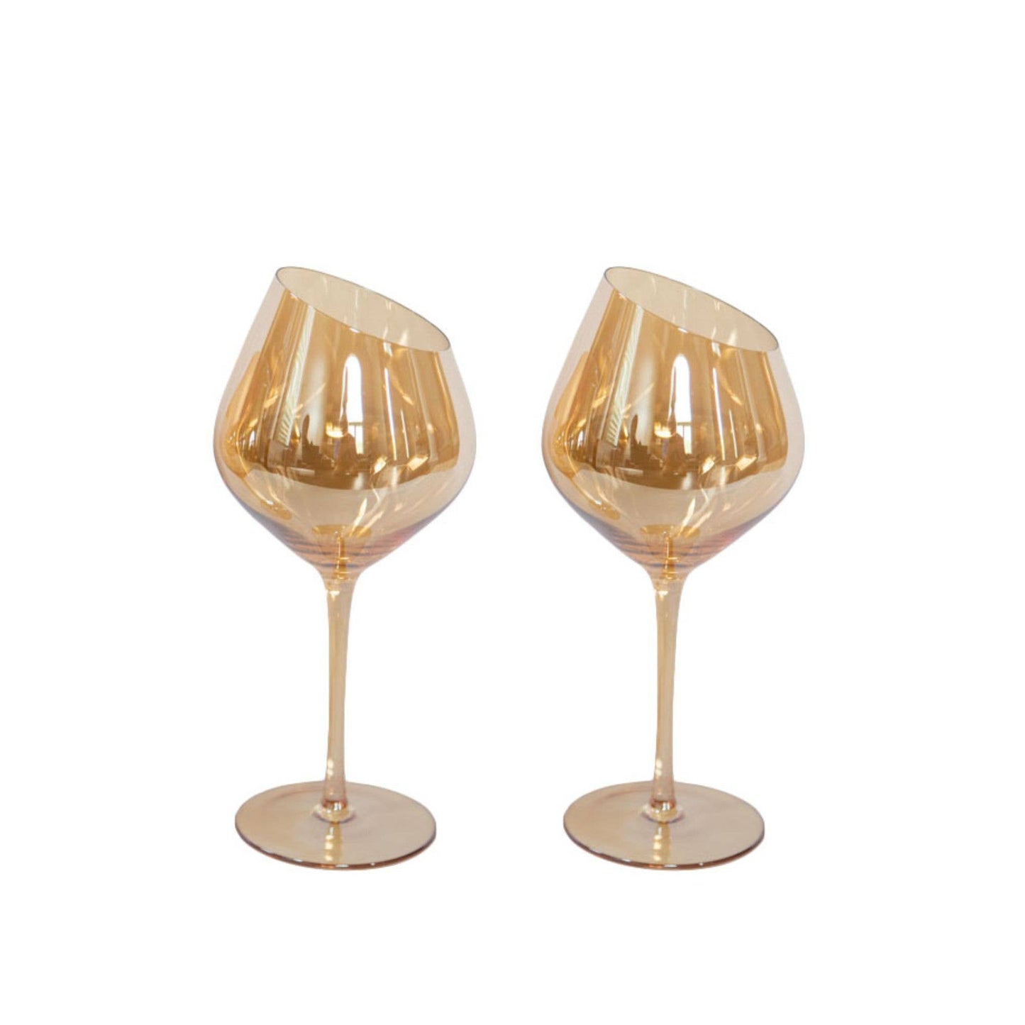 Slant Collection Gold Red Wine Glasses, Set of 2