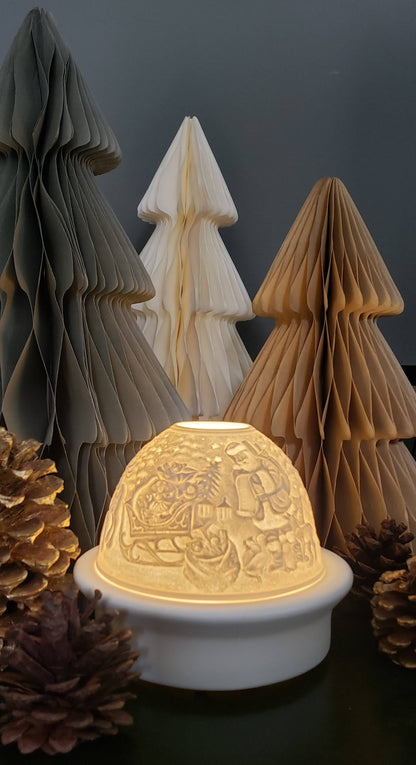Santa and Sleigh Dome Luumii Light With LED Timer Base