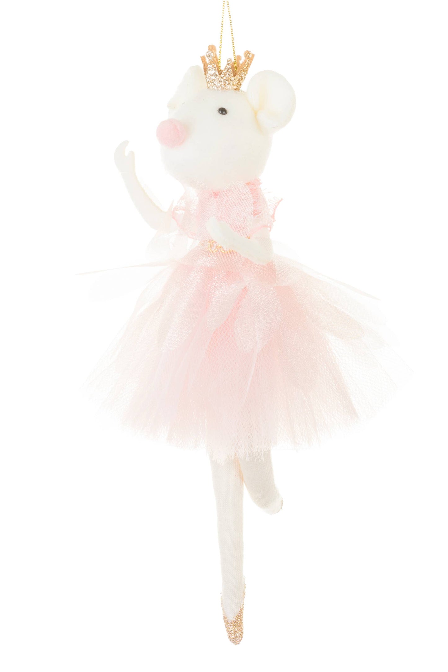 NEW-Pastel Pink Plush Ballerina Princess Mouse Ornament