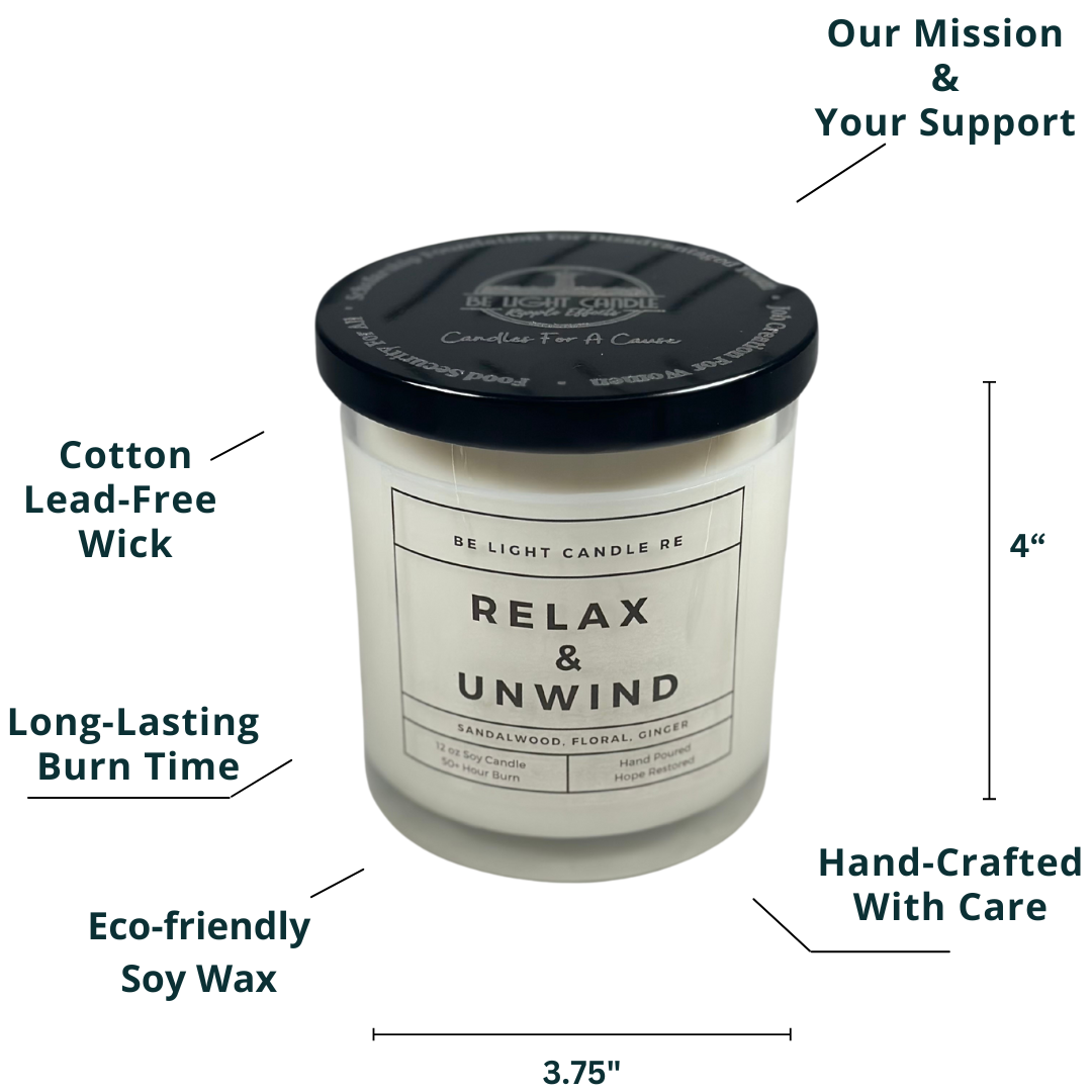 Relax & Unwind, 12oz Soy Candle | Aromatherapy | Relaxation