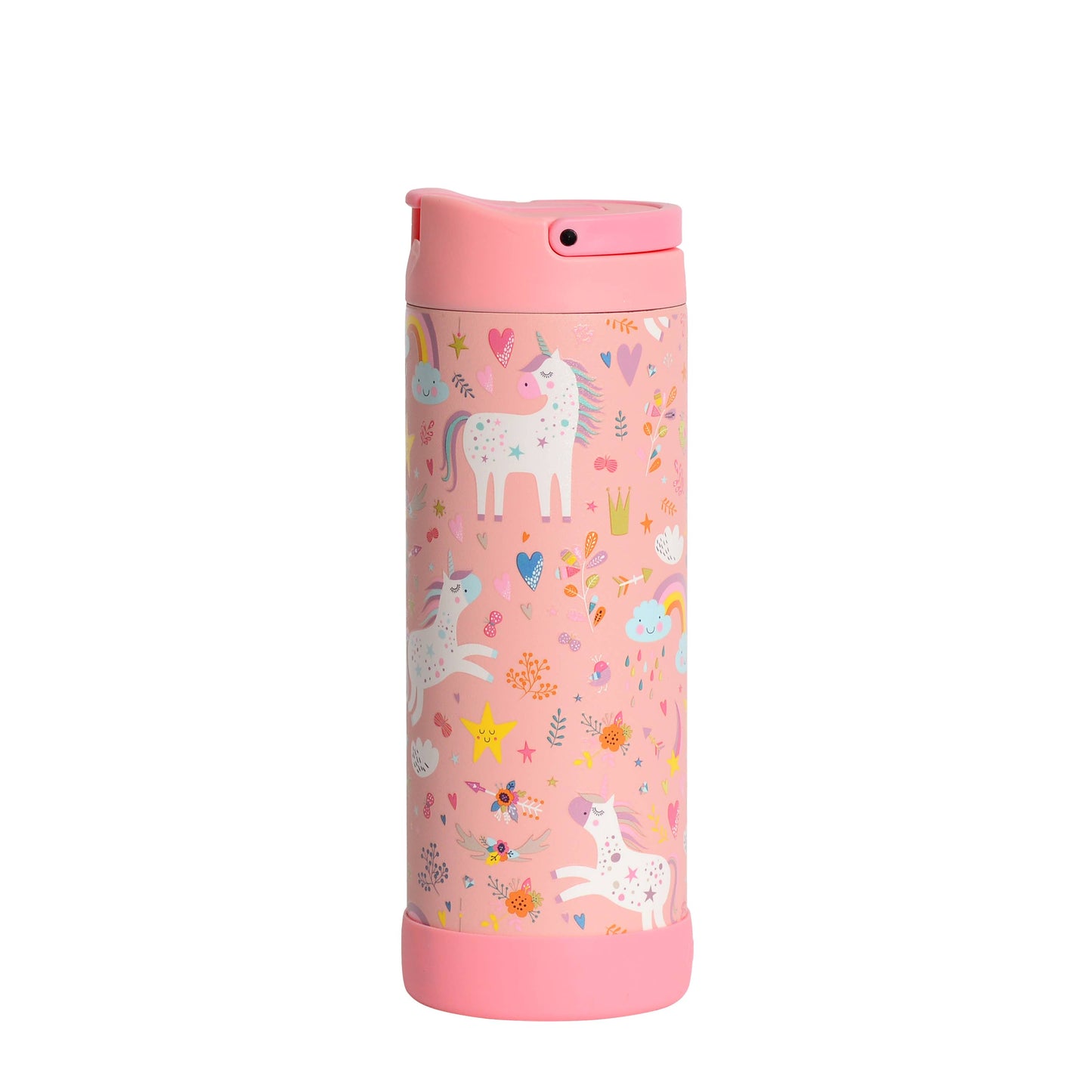 Fidget Strap Kids Stainless Bottle 14oz Pink Unicorn