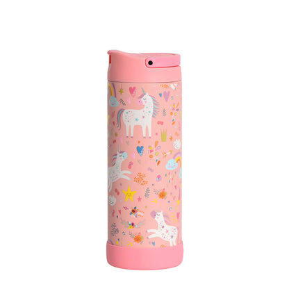 Fidget Strap Kids Stainless Bottle 14oz Pink Unicorn