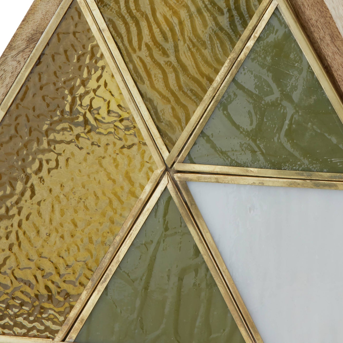 11"H Stained Glass Triangle Shade Wood Base Accent Lamp