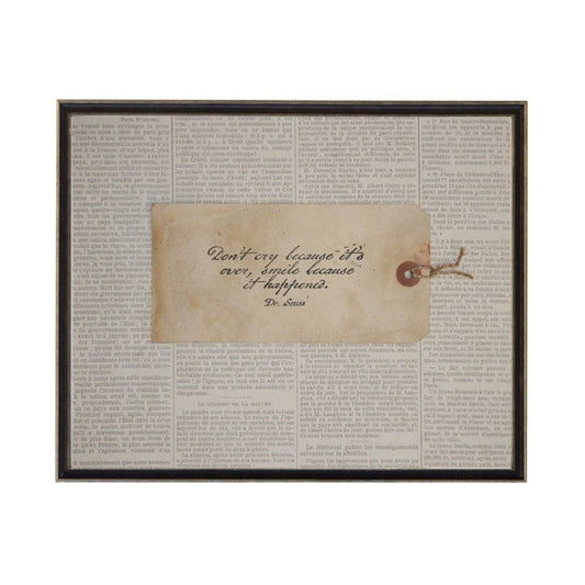 Sepia Tag With Dr. Seuss Don'T Cry Quote On Newsprint