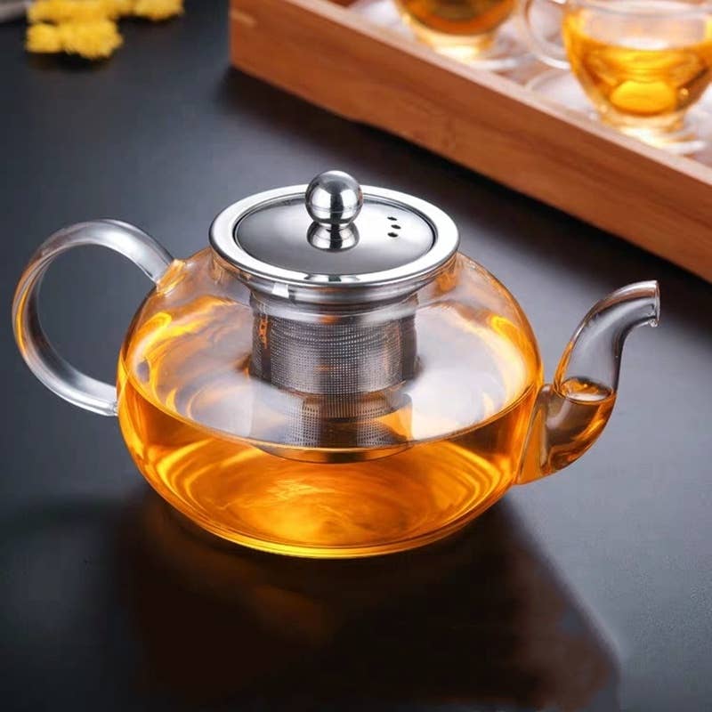 Glass Teapot With Stainless Steel Infuser and Lid (40oz.)