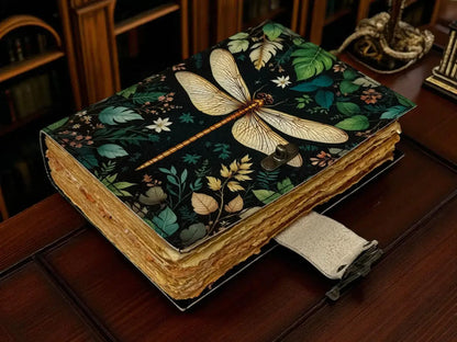 Dragonfly Leather Journal with Lock Handmade Vintage