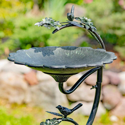 Scallop Edge Birdbath with Branch Stand- 2 Color Options: Galvanized