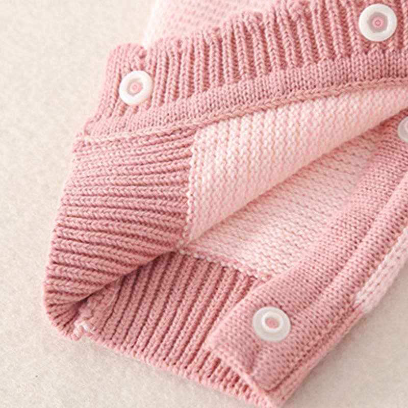 Baby Pink Floral Lace Collar Romper with Hat: Pink / 18-24M