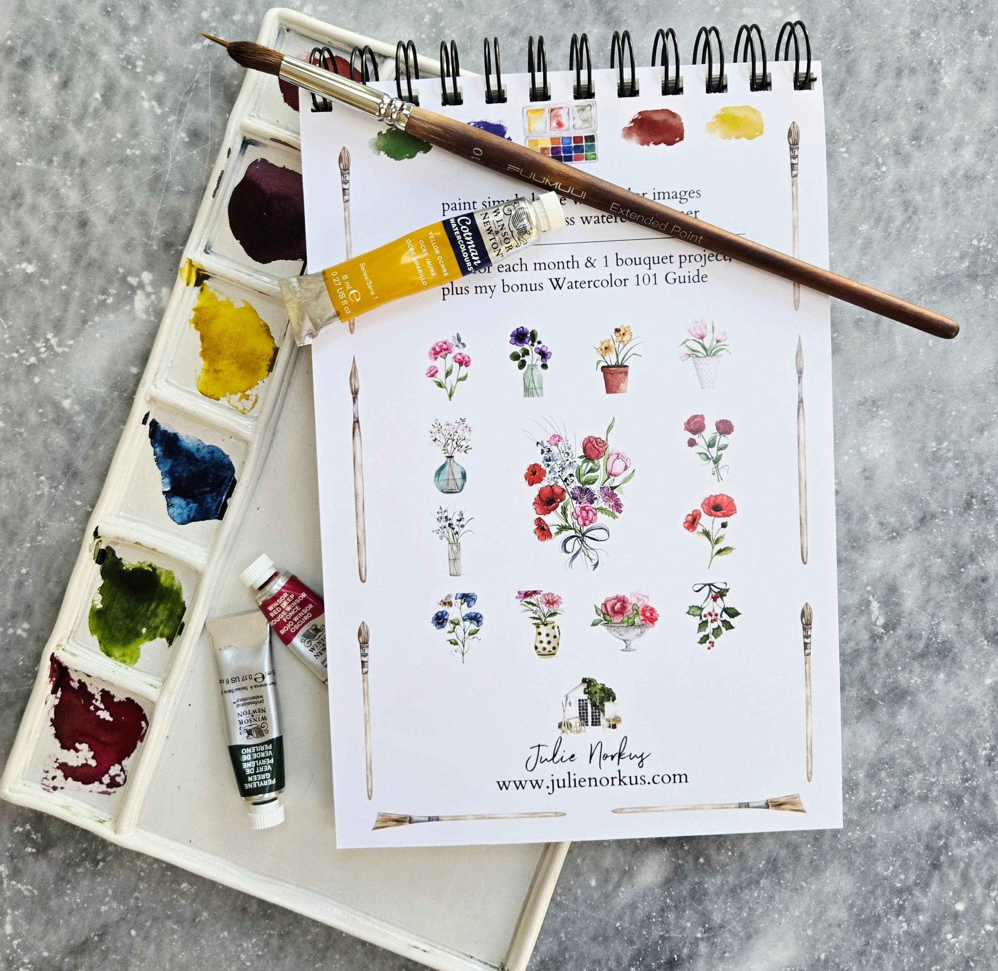 Watercolor Workbook, Spiral Bound, Birth Month Flowers