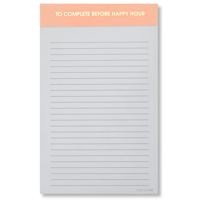 Chez Gagné - To Complete Before Happy Hour - Lined Notepad  - Sunset Pink - 65 perforated pages - 5x8