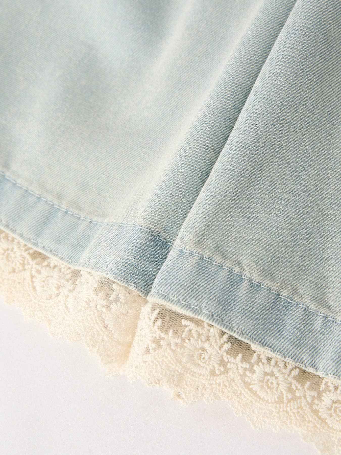 Summer Light Color Denim Lace Girls Set: 3