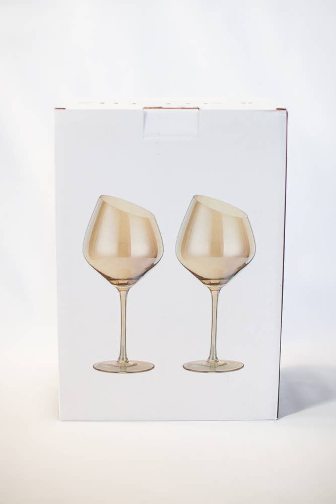 Slant Collection Gold Red Wine Glasses, Set of 2