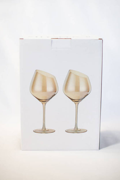 Slant Collection Gold Red Wine Glasses, Set of 2