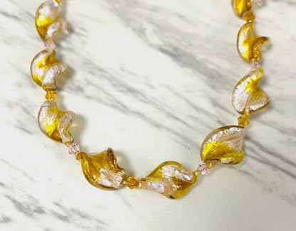 Anita K By Blushing Pink - Murano Twisted Glass With Crystal Necklace