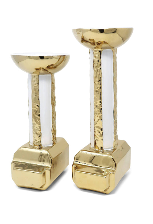 Gold and White Candle Holder Stand