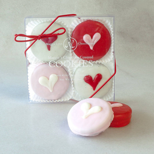 Maggie Lyon Chocolatiers - Valentine's 4pc Milk Chocolate Covered Cookies - Hearts