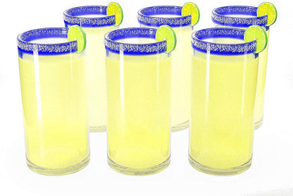 Hand Blown Mexican Drinking Glasses and Pitcher – Set of 6
