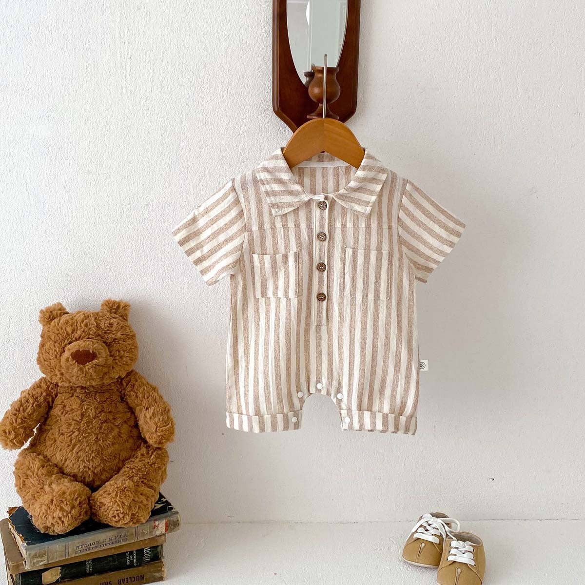 Short Sleeved Striped Romper