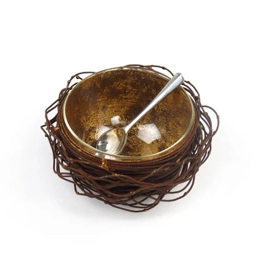 Gold Leafed Metal Birds Nest: Small