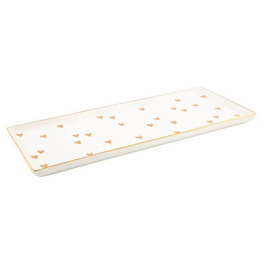 Ceramic Tray - Gold Foil Hearts