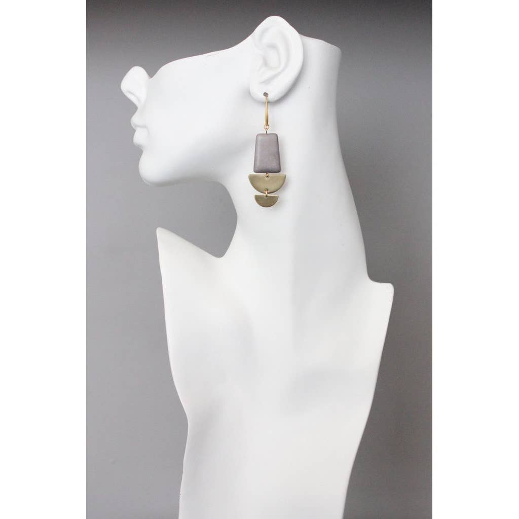 Magnesite and brass earrings