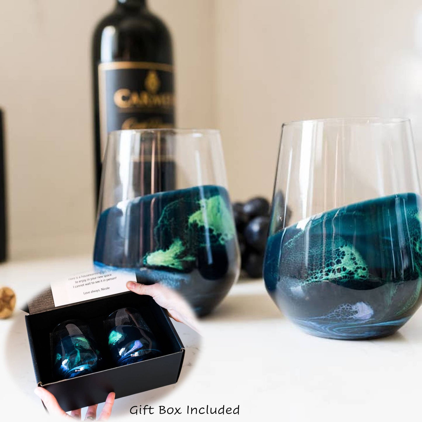 Resin Accented Wine and Entertaining Glasses Set - 2