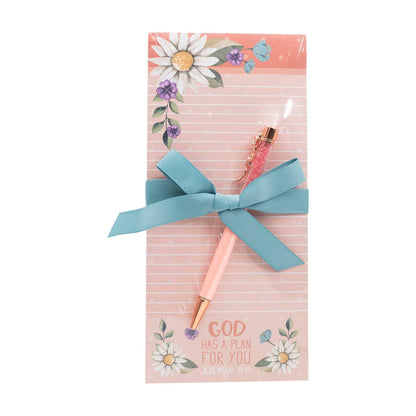 Divinity Boutique - Listpad w/Pen: Pink Floral (Jeremiah 29:11)