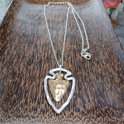 Gorgeous Two Tone Arrowhead Necklace Gold or Silver