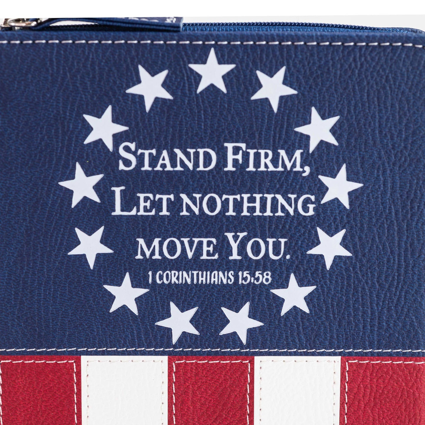 Zippered Journal: US Flag Stand Firm 1 Corinthians 15:58