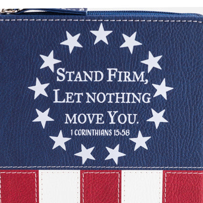 Zippered Journal: US Flag Stand Firm 1 Corinthians 15:58