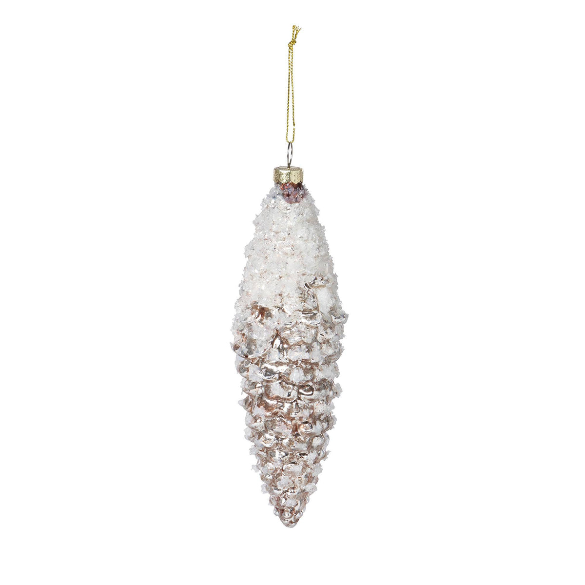 Frosted Pinnacle Pine Cone Glass Ornament, Small