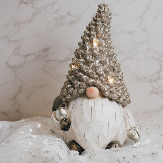 A Cheerful Giver - Pinecone Gnome with LED Lights — Christmas, Holiday Decorations