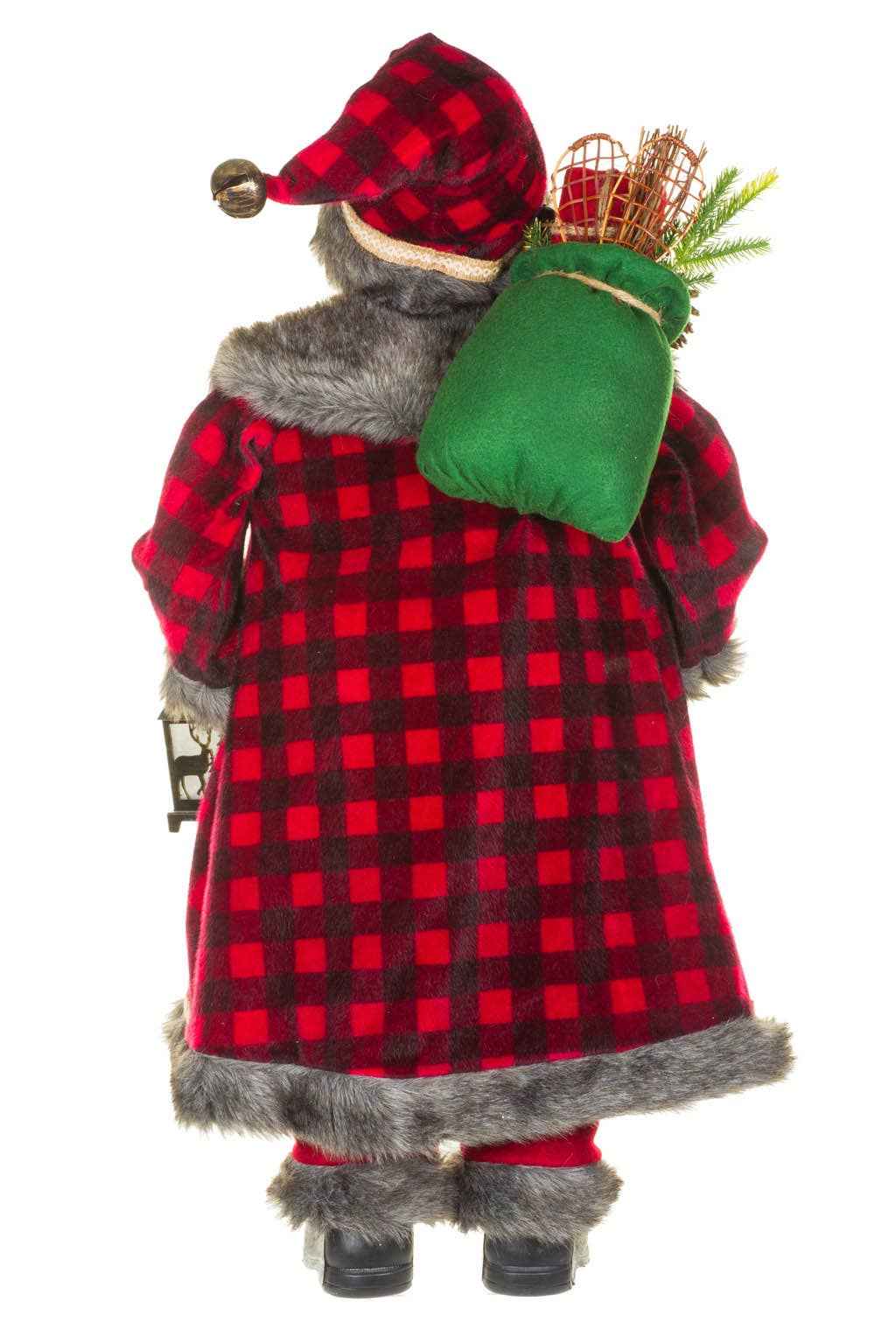 Red/Gray Dramatic Santa Figure Holding Lantern