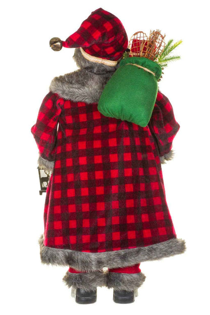 Red/Gray Dramatic Santa Figure Holding Lantern